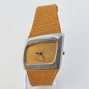 Roberto Cavalli 31MM Curvi Silver Tone Honey Leather Strap Women's‎ Watch